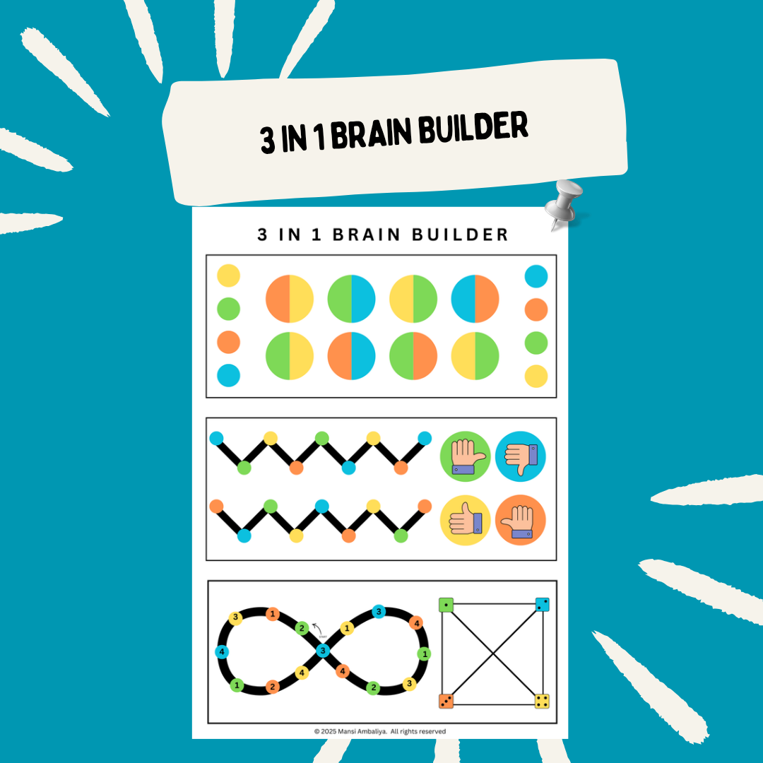 3 in 1 Brain Builder – Multi-Skill Brain Boosting Worksheet (Digital D
