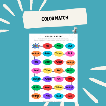 Color Match Activity To Boost Brain Power (Digital Download)
