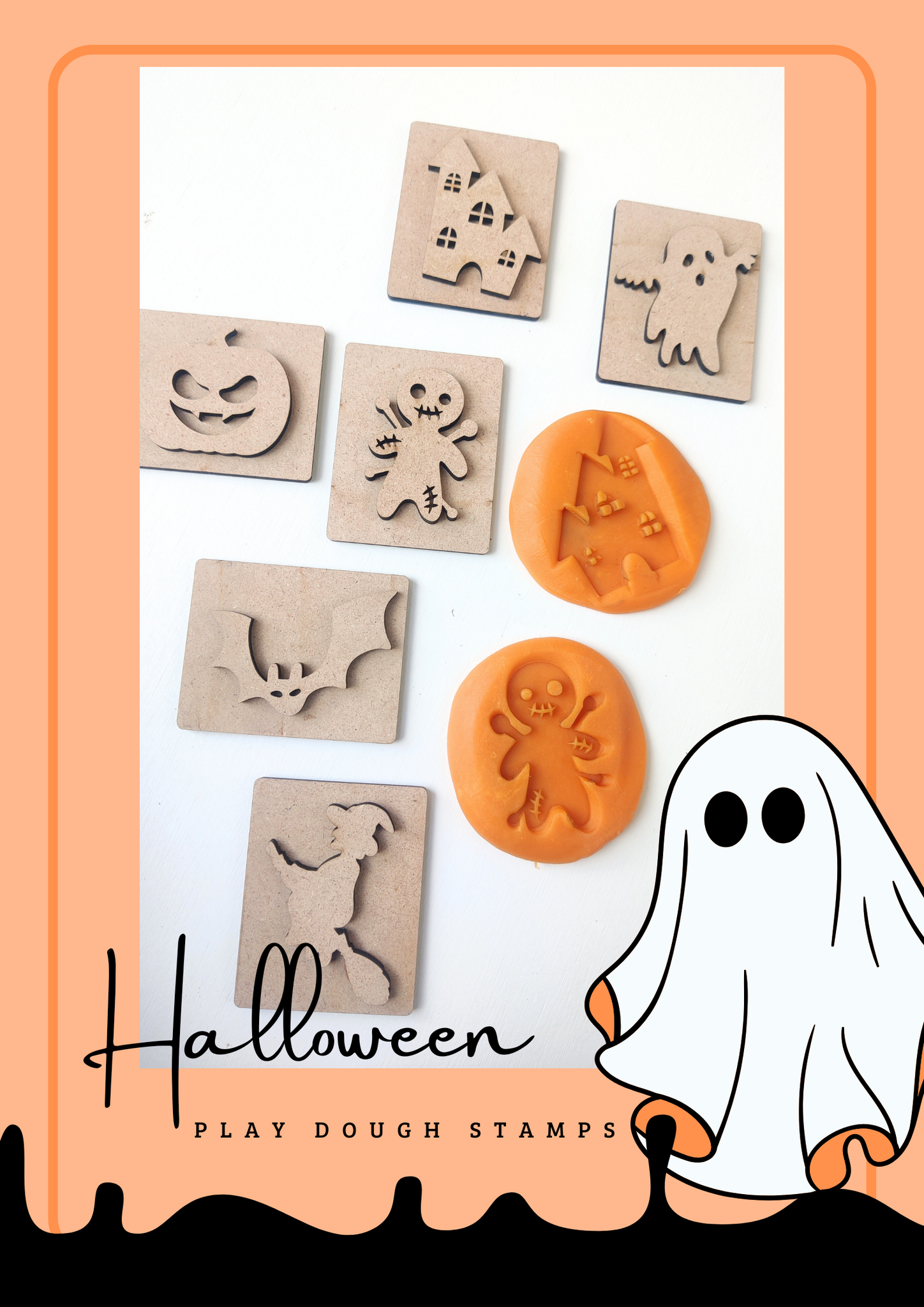 Halloween Theme Play Dough Stamps Set of 6