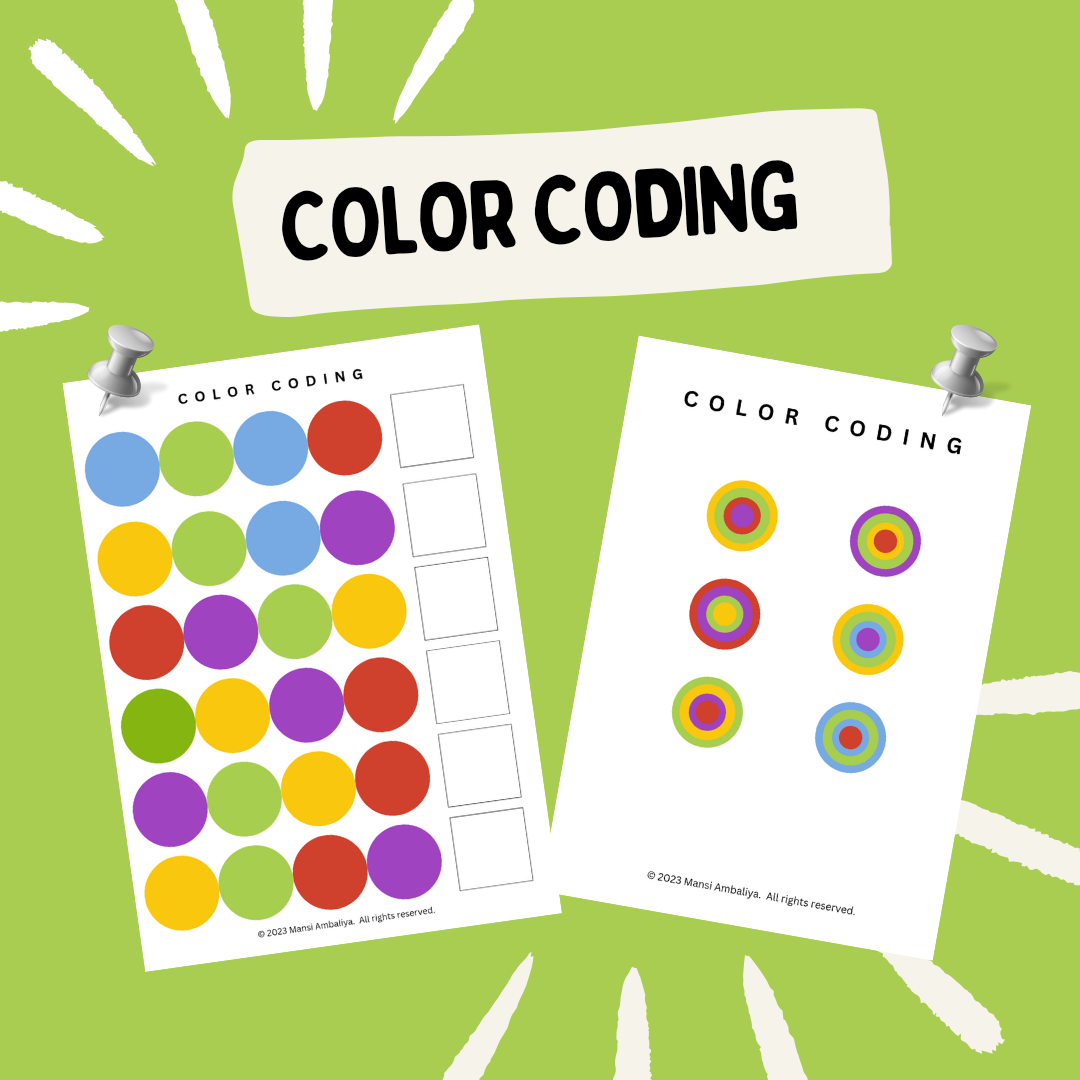 Color Coding Worksheet for Kids (Digital Download )