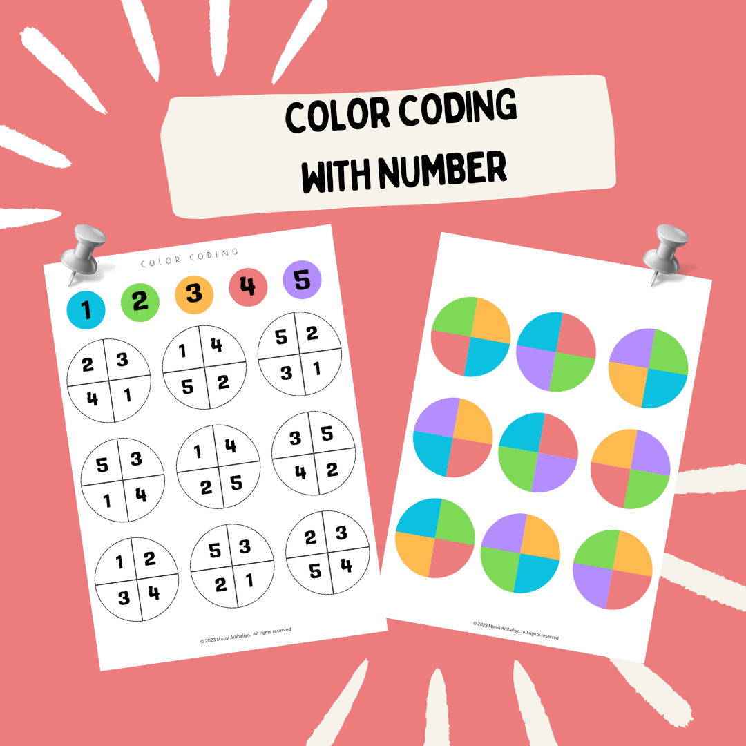 Color Coding With Numbers Worksheet for Kids (Digital Download )