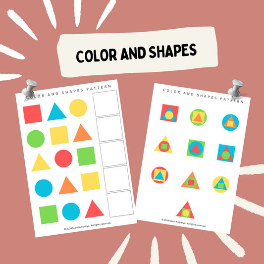 Colors & Shapes Pattern Worksheet (Digital Download)