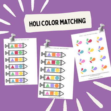 Holi Color Matching Worksheet for Kids (Digital Download)