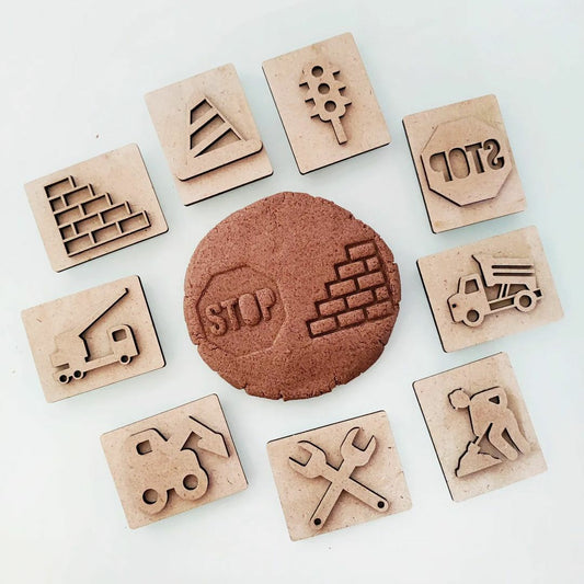 Construction Theme Play Dough Stamps Set of 9