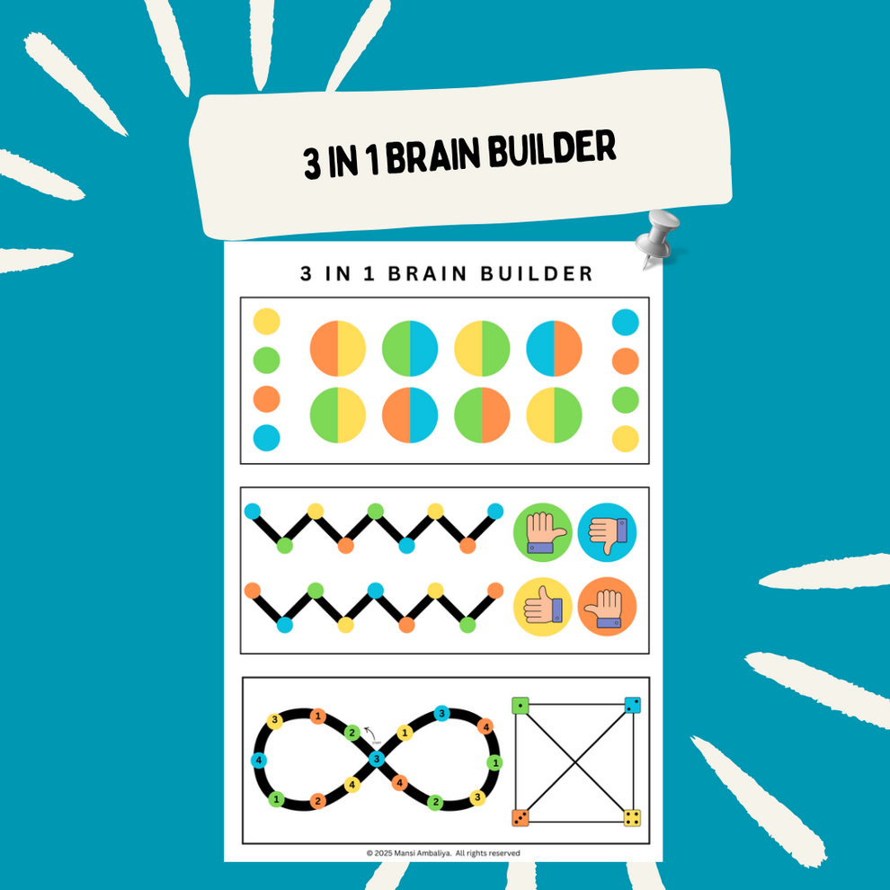 3 in 1 Brain Builder – Multi-Skill Brain Boosting Worksheet (Digital D