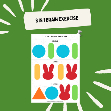3 in 1 Brain Exercise for Little Minds – Multi-Skill Brain Boosting Worksheet (DIGITAL DOWNLOAD)