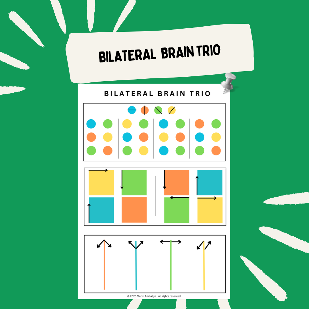 Bilateral Brain Trio – 3-in-1 Bilateral Coordination Worksheet (Digita