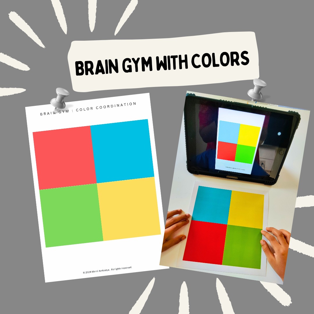 Brain Gym With Colors Worksheet For Kids (Digital Download)
