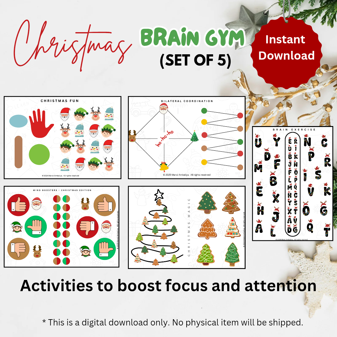 Christmas Brain Gym Printable Bundle for Kids (Digital Download)