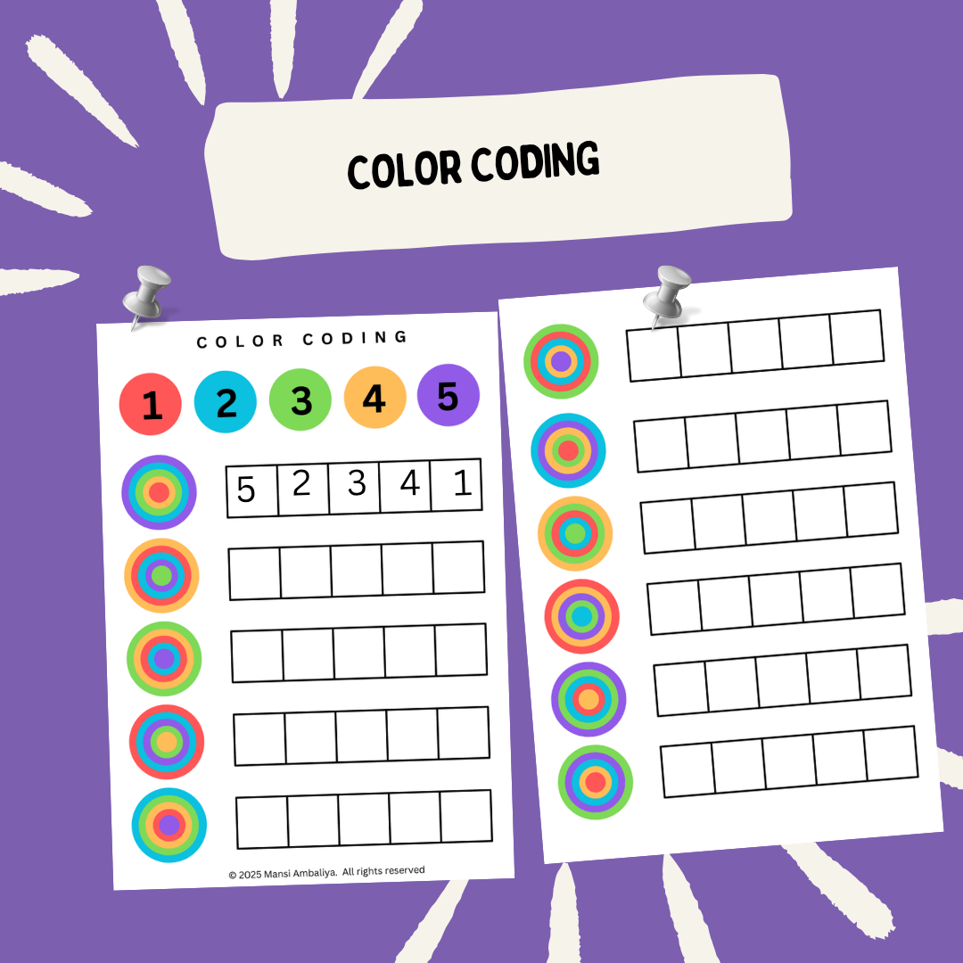 Eyfs Colour Coding Color Coding Fun for Kids Worksheet (Digital Download)