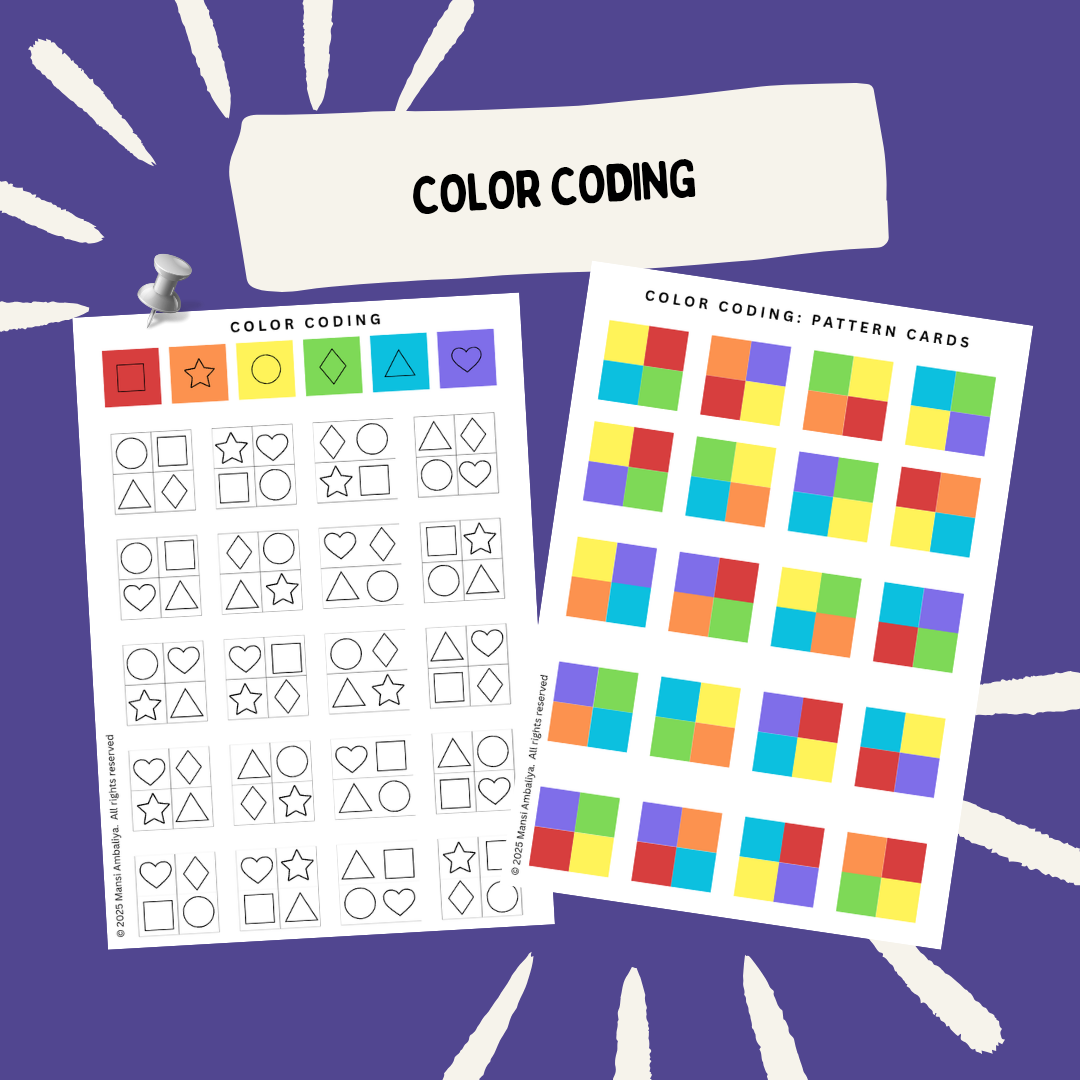 Color and Shape Coding Worksheet (Digital Download)
