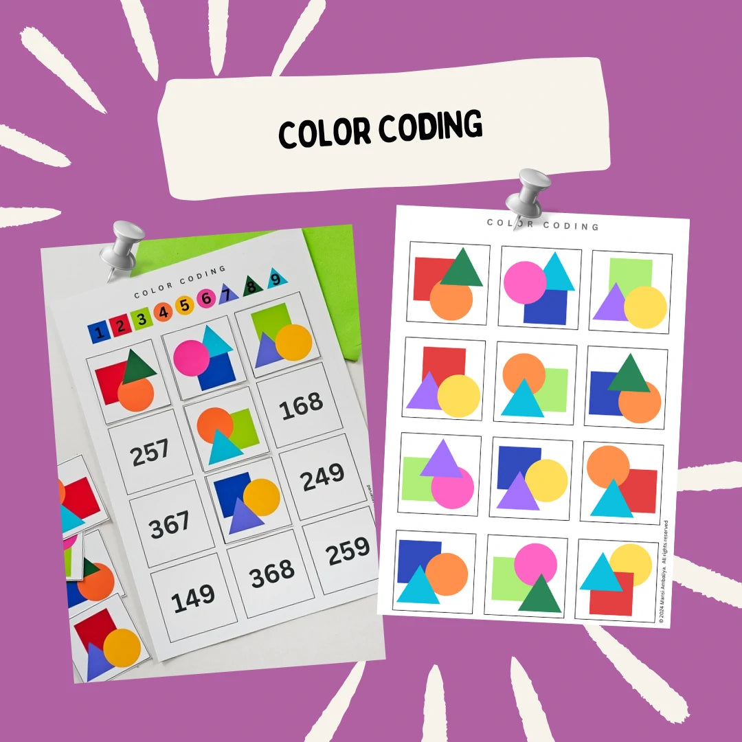 Color and Shape Coding Worksheet (Digital Download)
