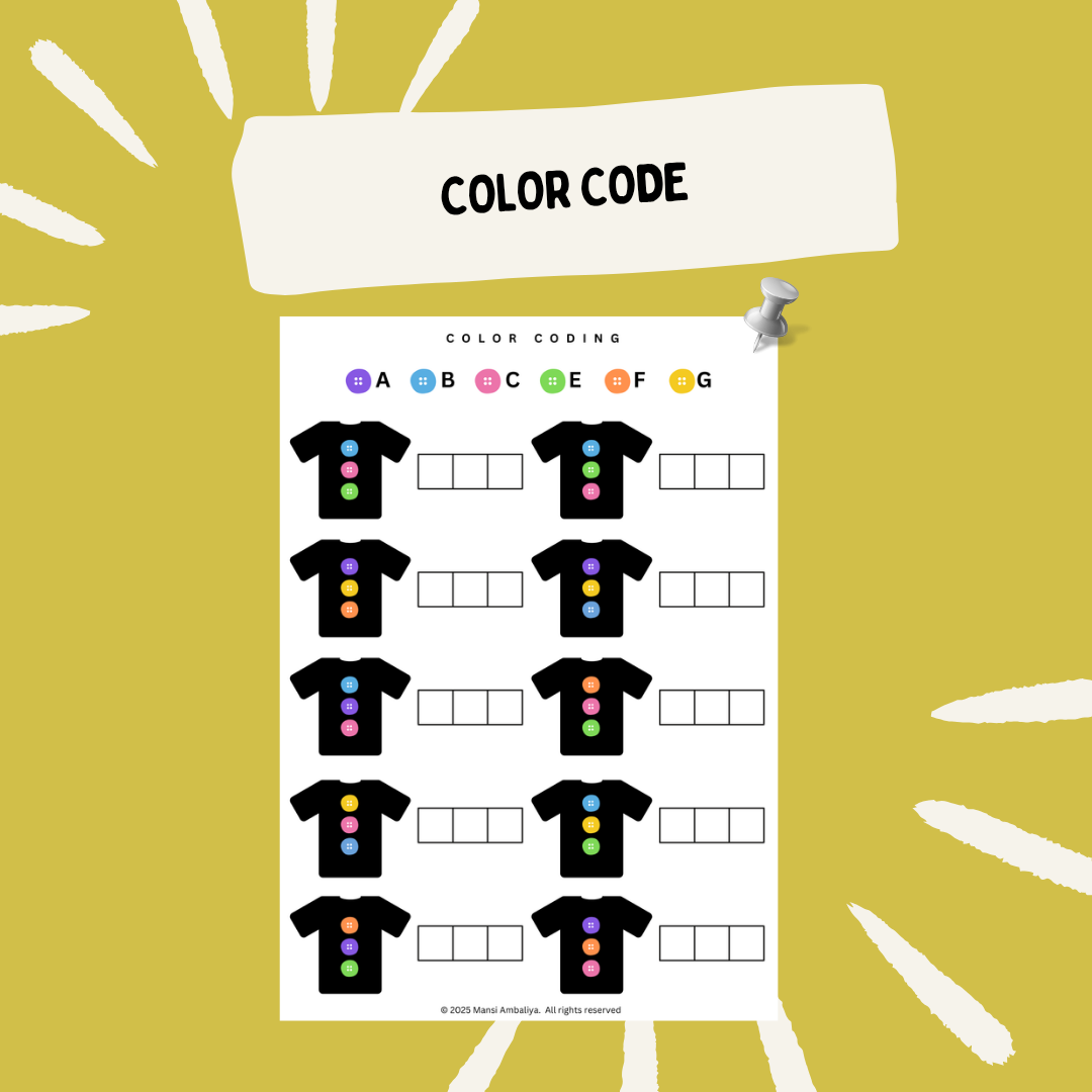 Crack the Button Color Code Worksheet (Digital Download)