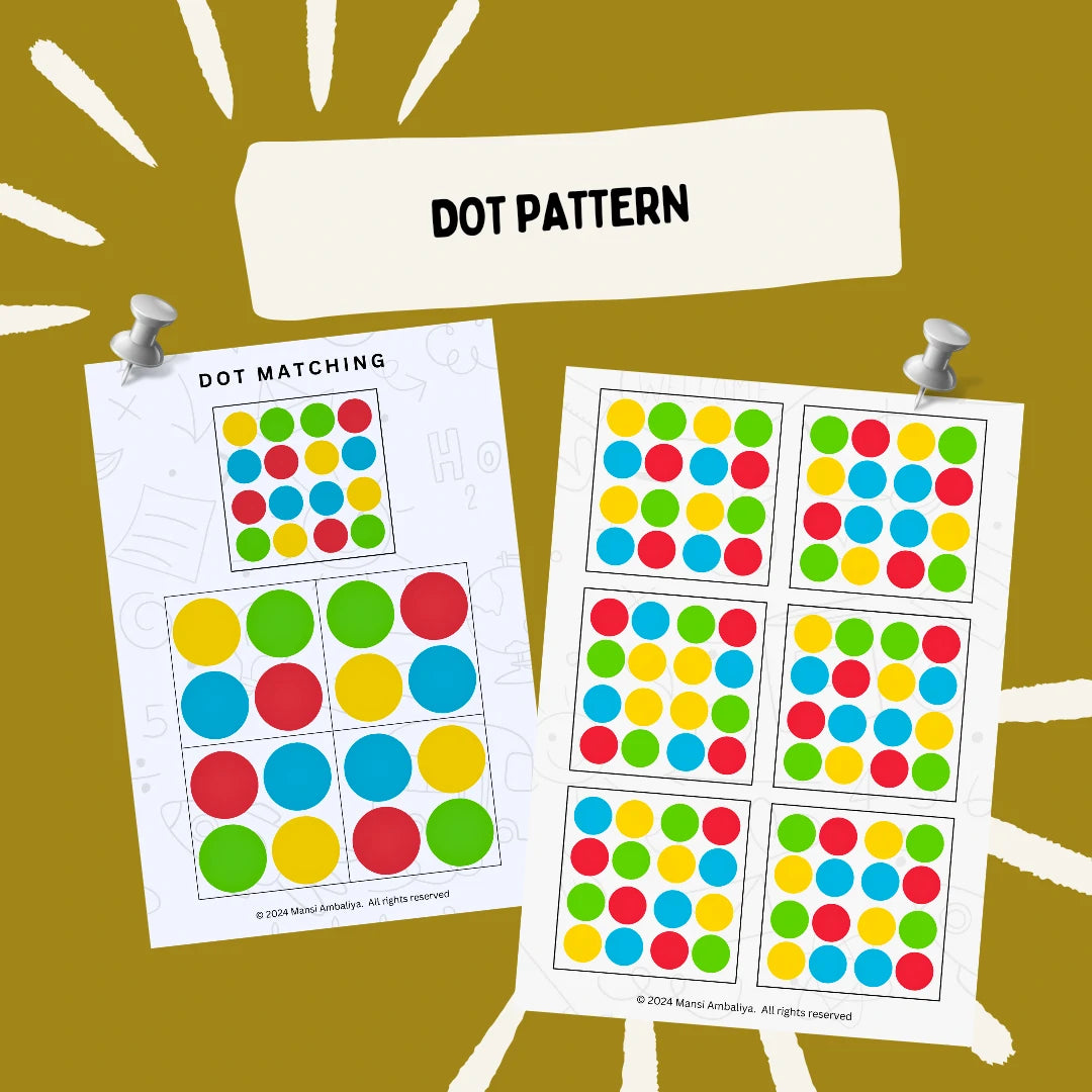 Dot Pattern Matching Worksheet for Kids (Digital Download)