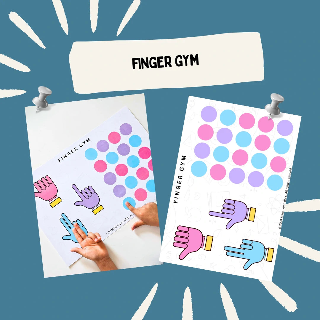 Finger Gym Brain Activity Worksheet for Kids (Digital Download )