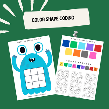 Monster Color Shape Coding Worksheet (Digital Download)