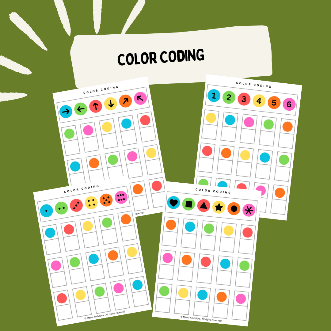 Smart Color Coding Worksheet For Kids (Digital Download)