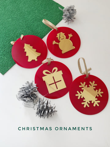 Acrylic Christmas Ornaments Set of 4