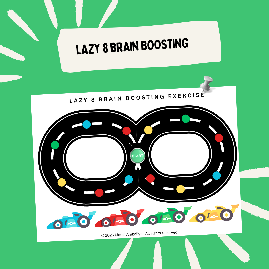 Lazy 8 Brain Boosting Exercise Worksheet (Digital Download)
