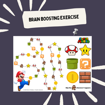 Mario Brain Gym Activity Worksheet for Kids (Digital Download)