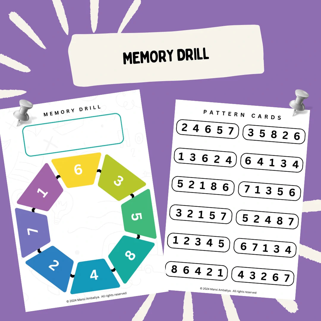 Memory Exercise Worksheet for Kids (Digital Download)