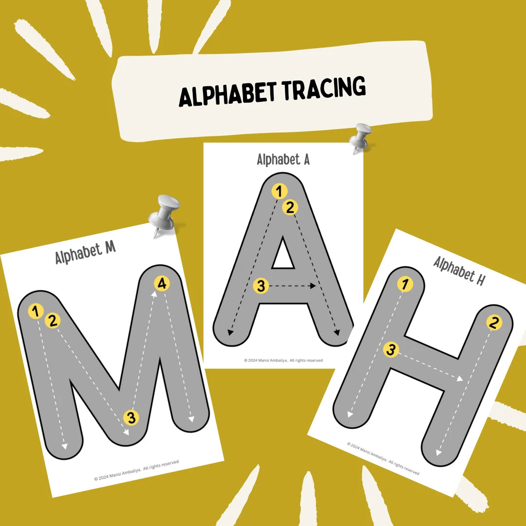 Alphabet Tracing With Fun Worksheet (Digital Download)