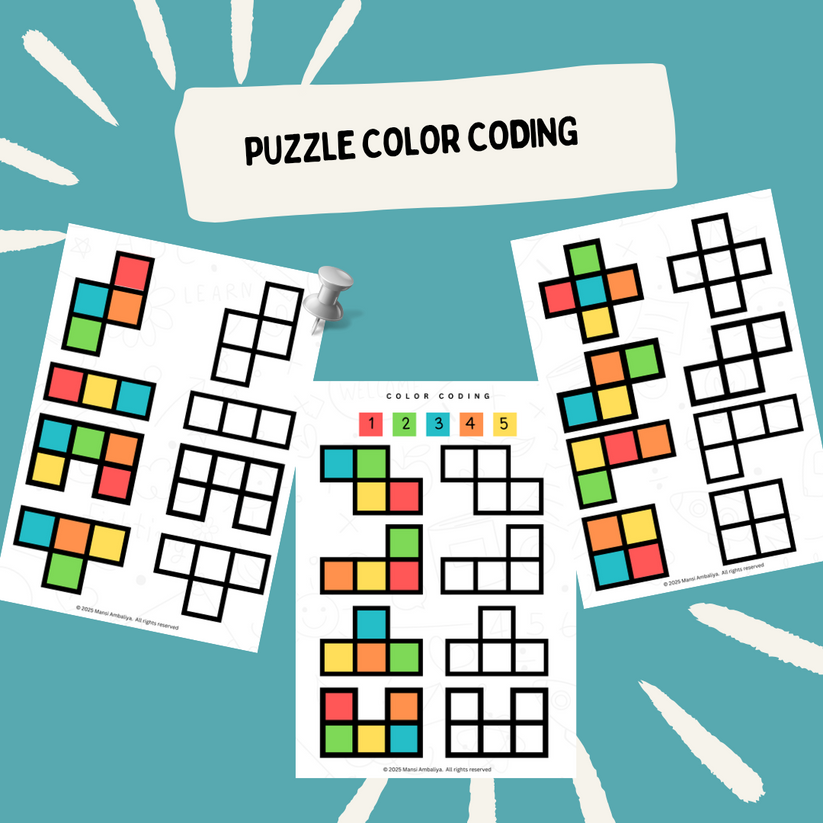 Puzzel Color Puzzle Color Coding Worksheet (Digital Download)