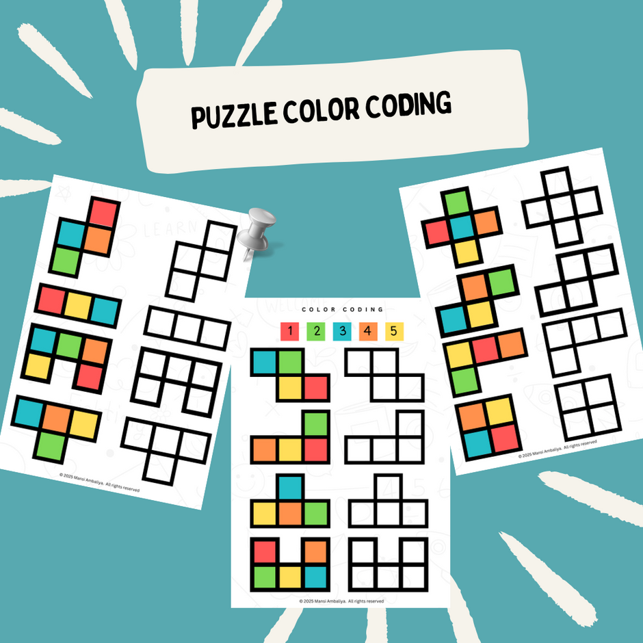 Pdf Color Puzzle Puzzle Color Coding Worksheet (Digital Download)