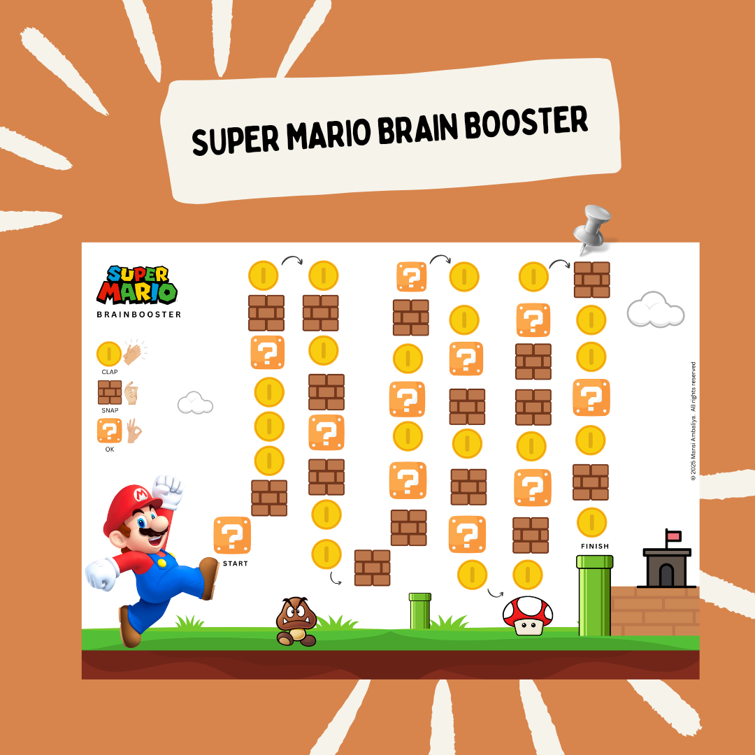 Super Mario Brain Booster – Fun Cognitive Skill Worksheet (Digital Download)
