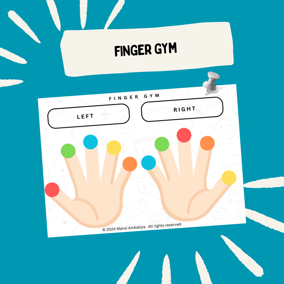Finger Gym with Color Coding Worksheet