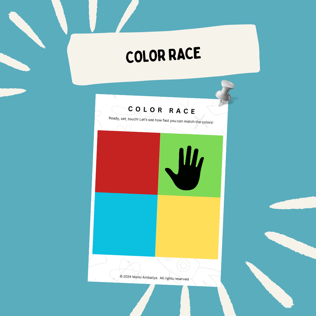 Color Race Worksheet for Kids (Digital Download)